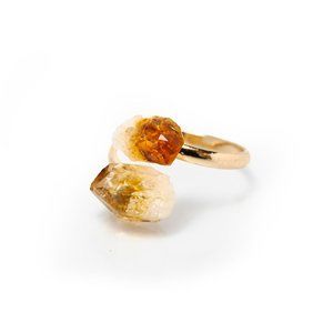 Citrine Ring with Gold Plated Copper | Enhances Balance, Abundance, Confidence